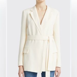 Brand new with tag Theory Belt Blazer cream yellow crepe sz 8 Medium
